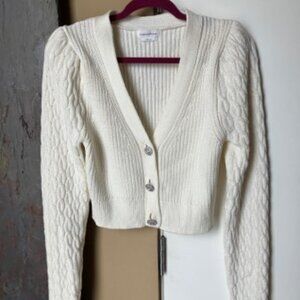 Lovers and Friends Ivory Cotton Cropped Cardigan Size Small